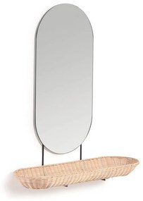 Zrkadlo s ratanovou poličkou naibi 80 x 29 cm prírodné MUZZA