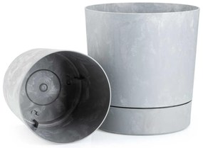 PLASTOVÝ KVETINÁČ AZALEA 35X37 CM IMITÁCIA BETÓNU SIVÁ