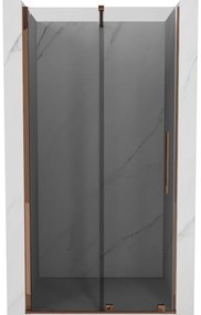 Mexen Velar, posuvné sprchové dvere do otvoru 100 cm, 8mm šedé sklo, ružové zlato, 871-100-000-41-60