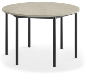 Stôl SONITUS, kruh, Ø1200x720 mm, linoleum - svetlošedá, antracit
