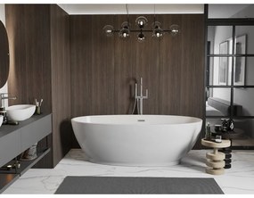 Mexen Bilbao, voľne stojaca vaňa 180 x 90 cm, biela, brúsená oceľ prepad, 51311809000-97