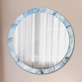 Okrúhle zrkadlo s potlačou Modré mramorové zlato fi 100 cm