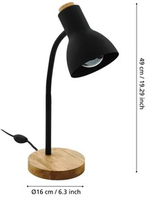 Eglo 98831 - Stolná lampa VERADAL 1xE27/40W/230V čierna