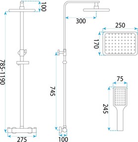 Rea Tom, termostatická batéria so sprchovou sadou, zlatá lesklá, REA-P7102