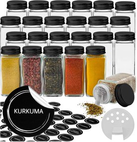 Sada 24 ks dóz na koření BAKER černá/čirá