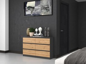 Komoda Musecalo 6 120 (antracit + dub artisan). Akcia -21%. Vlastná spoľahlivá doprava až k Vám domov. 1132809