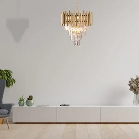 Krištáľový luster na reťazi MADISON 9xE14/40W/230V zlatá