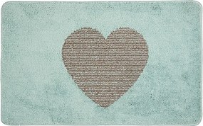 Bath Mat 78x48x1 Cm Blue Polyester Heart Rectangle - 78*48*1 cm
