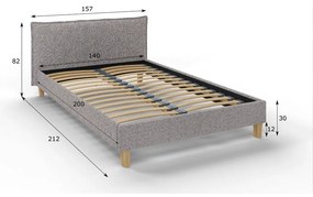 Sivá čalúnená dvojlôžková posteľ s roštom 140x200 cm Tina - Ropez