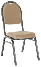 Stolička, stohovateľná, látka béžová/rám sivý, JEFF 2 NEW