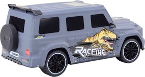 LEAN Toys Diaľkovo ovládané RC auto s dinosaurom v mierke 1:10, sivé