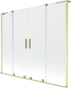 Mexen Velar L Duo, 2-krídlová posuvná vaňová zástena 200 x 150 cm, 8mm číre sklo, zlatá matná, 896-200-003-02-55