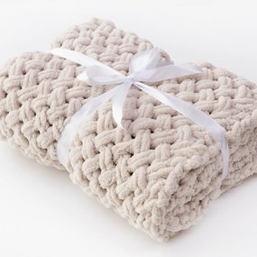 Pletená detská deka - béžová Ručne pletená deka 80/100