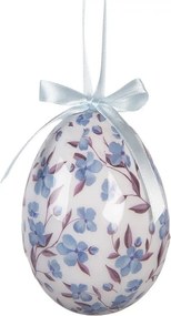 6ks dekorácie biele a béžové závesné vajíčko s kvetmi Spring Egg - Ø 7*10 cm