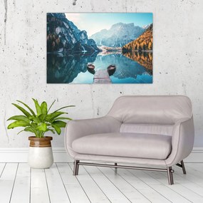 Obraz - Lode na jazere Braies (90x60 cm)
