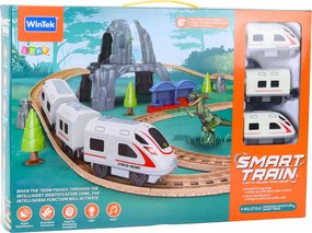 LEAN Toys Elektrický interaktívny vláčik s vagónmi, tunel, sopka, dinosaury, 95 cm
