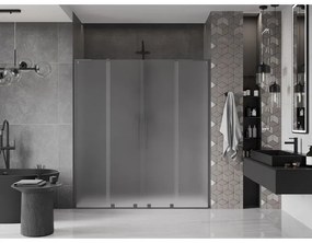 Mexen Velar L Duo, posuvné sprchové dvere do otvoru 200 cm, 8mm sklo námraza, brúsený grafit, 871-200-003-32-95