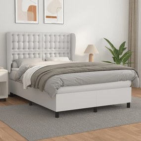 Boxspring posteľ s matracom biely 140x190 cm umelá koža 3129028