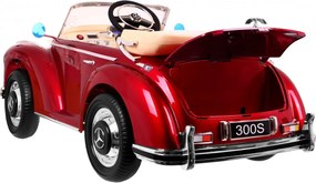 Ramiz Mercedes Benz 300S Retro pre deti Červený lak + diaľkové ovládanie + EVA + pomalý štart + LED MP3