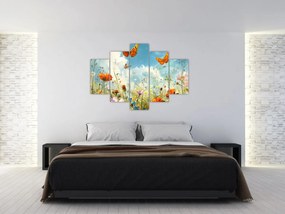 Obraz - Motýle na letnej lúke (150x105 cm)