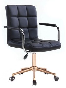 LuxuryForm DESIGN Stolička VERONA na zlatej podstave s kolieskami - čierna