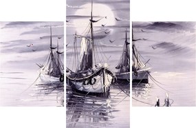 Obraz - Prístav, olejomaľba (90x60 cm)