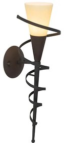 Rustikálna nástenná lampa hrdzavohnedá s krémovým sklom - Castle