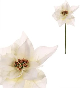 Set vianočná ruža kvet na stonke, 2ks, krémová, 32 cm