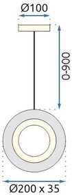 Toolight Toolight, krištáľová závesné svietidlo 20cm, 7W, 4000K, 500lm, G119-1CP, zlatá lesklá, OSW-09710