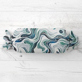 Biante Vankúš valec bonbon Sandra SA-587 Modro-zelené designové vlnky na mintovom 15x40 cm