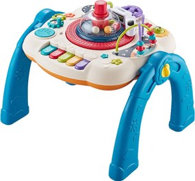 LEAN Toys Edukačný interaktívny stôl so stavebnou plochou 2v1 modrý