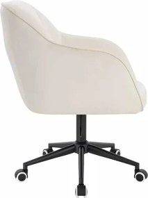 LuxuryForm DESIGN Stolička AVOLA VELUR na čiernej podstave s kolieskami - biela