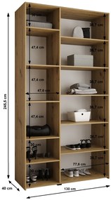 Šatníková skriňa 130 cm Carmela 40-1 (biela + zlatá). Akcia -21%. Vlastná spoľahlivá doprava až k Vám domov. 1126514