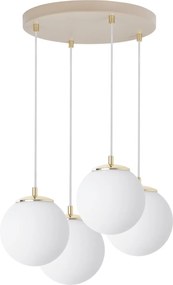 Závesné svietidlo Florence, 4x biele sklenené tienidlo, g/be, o