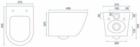 REA - Carlos Granit Shiny Rimless závesná WC misa vrátane sedátka, imitácia kameňa, REA-C8002