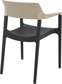 TULUM záhradná stolička s podrúčkami black/taupe