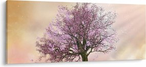 Obraz rozkvitnutého stromu na vrchole kopca (120x50 cm)