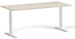 Výškovo nastaviteľný stôl, 180x80 cm, 1 motor, biela podnož, breza