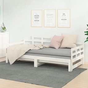 Rozkladacia denná posteľ biela borovicový masív 2x(90x190) cm