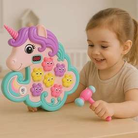 LEAN Toys Arkádová hra Whac A Mole Unicorn Farebné svetlá Zvuky