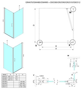 Gelco, LORO štvorcová sprchová zástena 900x900 mm, GN4490-04