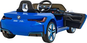 Ramiz BMW i4 Detské autíčko na batérie modré + pomalý štart + EVA + ekokoža + LED audio + diaľkové ovládanie
