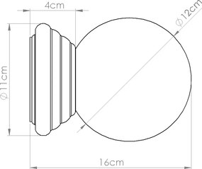 Nástenné svietidlo Zori, 1x biele sklenené tienidlo, bl
