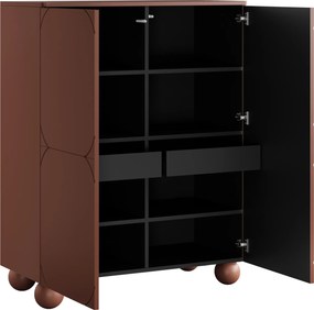 Vysoká komoda Sonatia II 120 cm s dvoma dverami a dvoma skrytými zásuvkami - burgund