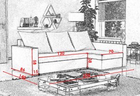 Rohová rozkladacia sedačka SEBASTIAN, 235x70x140, suedine 24/suedine 78, ľavá