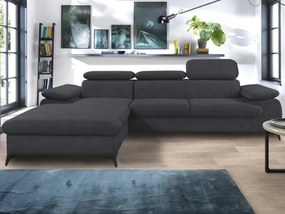 Rohová sedacia súprava Scala, antracitová šedá látka, ľavý roh