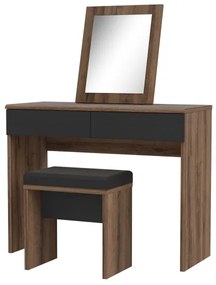 Toaletný stolík JUNO + taburet 45x29,6 cm hnedá/čierna