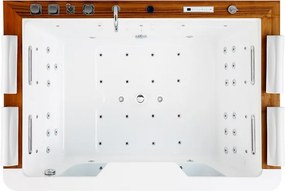 Terra Hydromasážna vírivá vaňa Zefir 934 192x131 s ohrevom vody, biela/teakové drevo