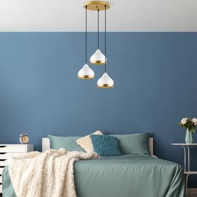 Závesný luster YILDO 3xE27/40W/230V biela/zlatá