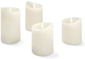 Sviečky z pravého vosku s LED diódami, 4 ks, biele